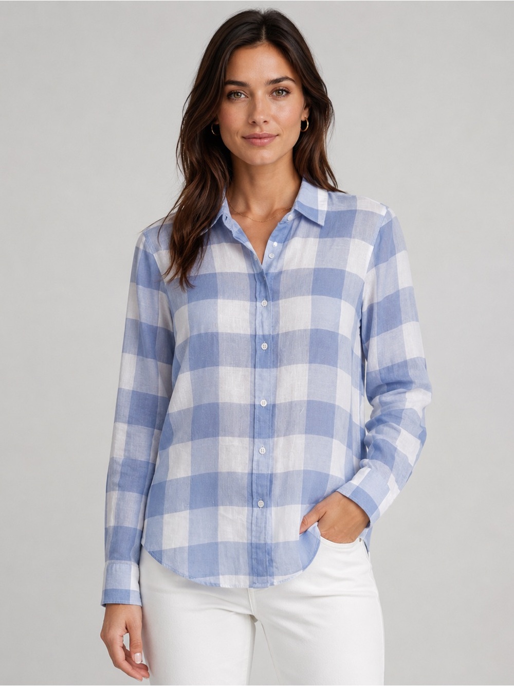 J. Crew Light Blue Plaid Button Shirt